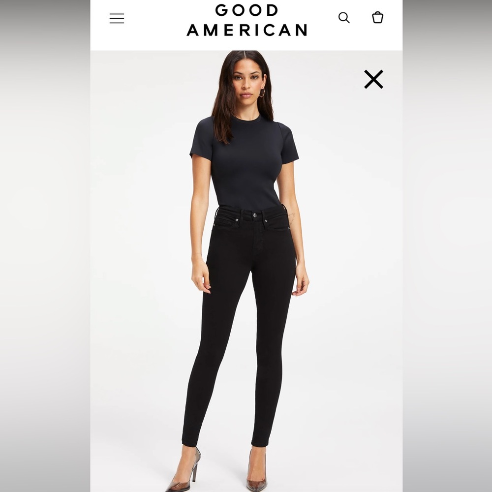 NWT Good American Good Leg Black High Rise Skinny Jeans